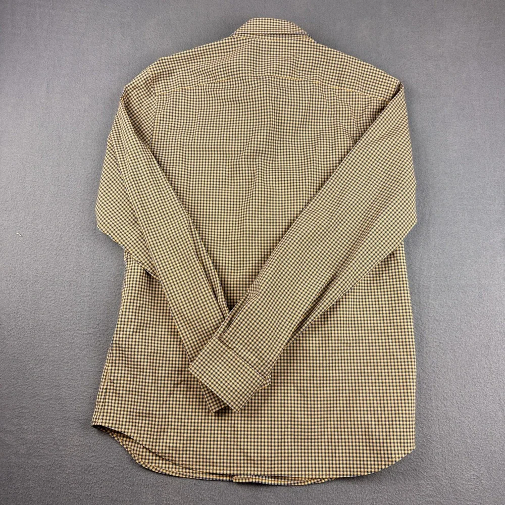 Banana Republic Shirt Men's M Yellow Blue Gingham Slim Flex Fit Tech Stretch